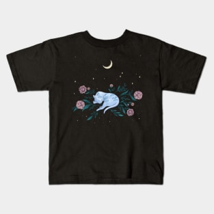 Cat Dreaming of Moon Kids T-Shirt